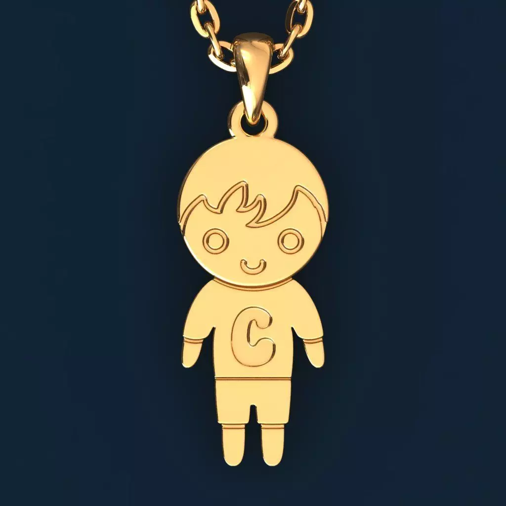 Boy with letter C 3D print model_0