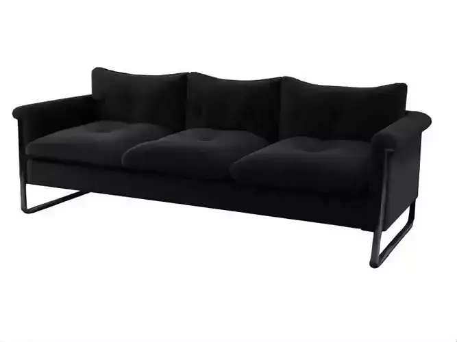 Modern Industrial Black 3 Seater Sofa Stylish Tufted Couch 