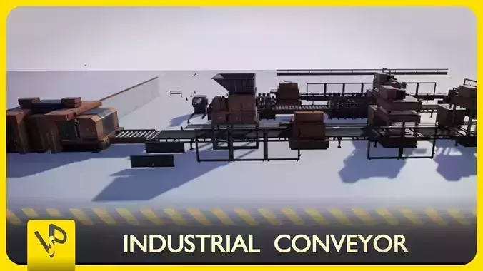 Industrial Conveyor Low-poly 3D model
