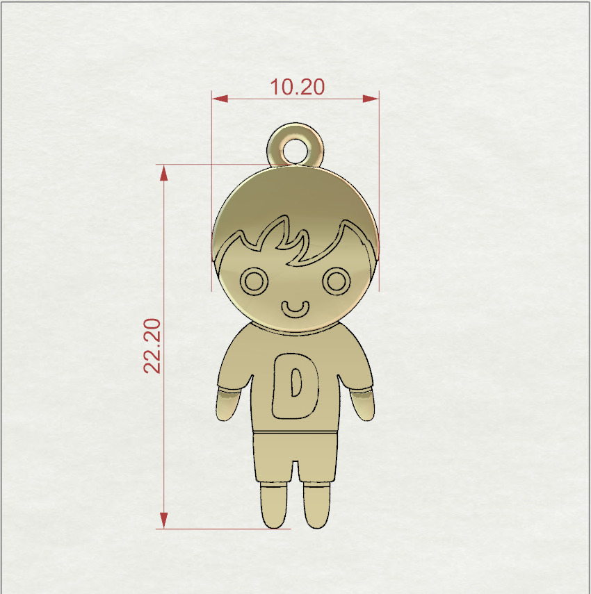 Boy with letter D 3D print model_1