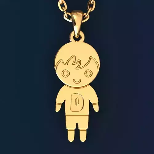 Boy with letter D 3D print model