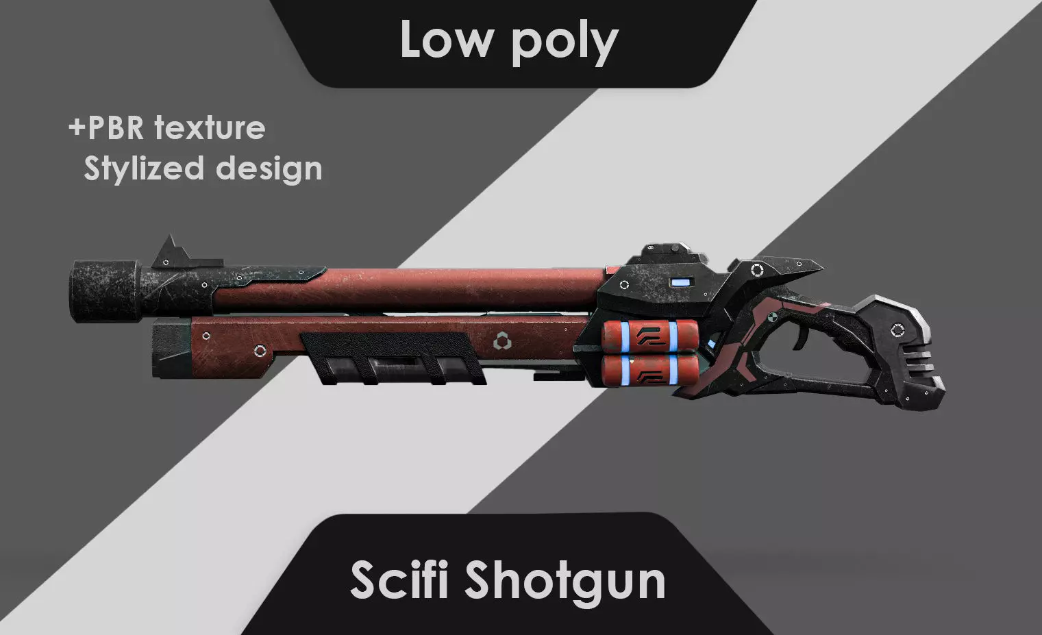 Low Poly Sci-Fi Shotgun Low-poly 3D model_0