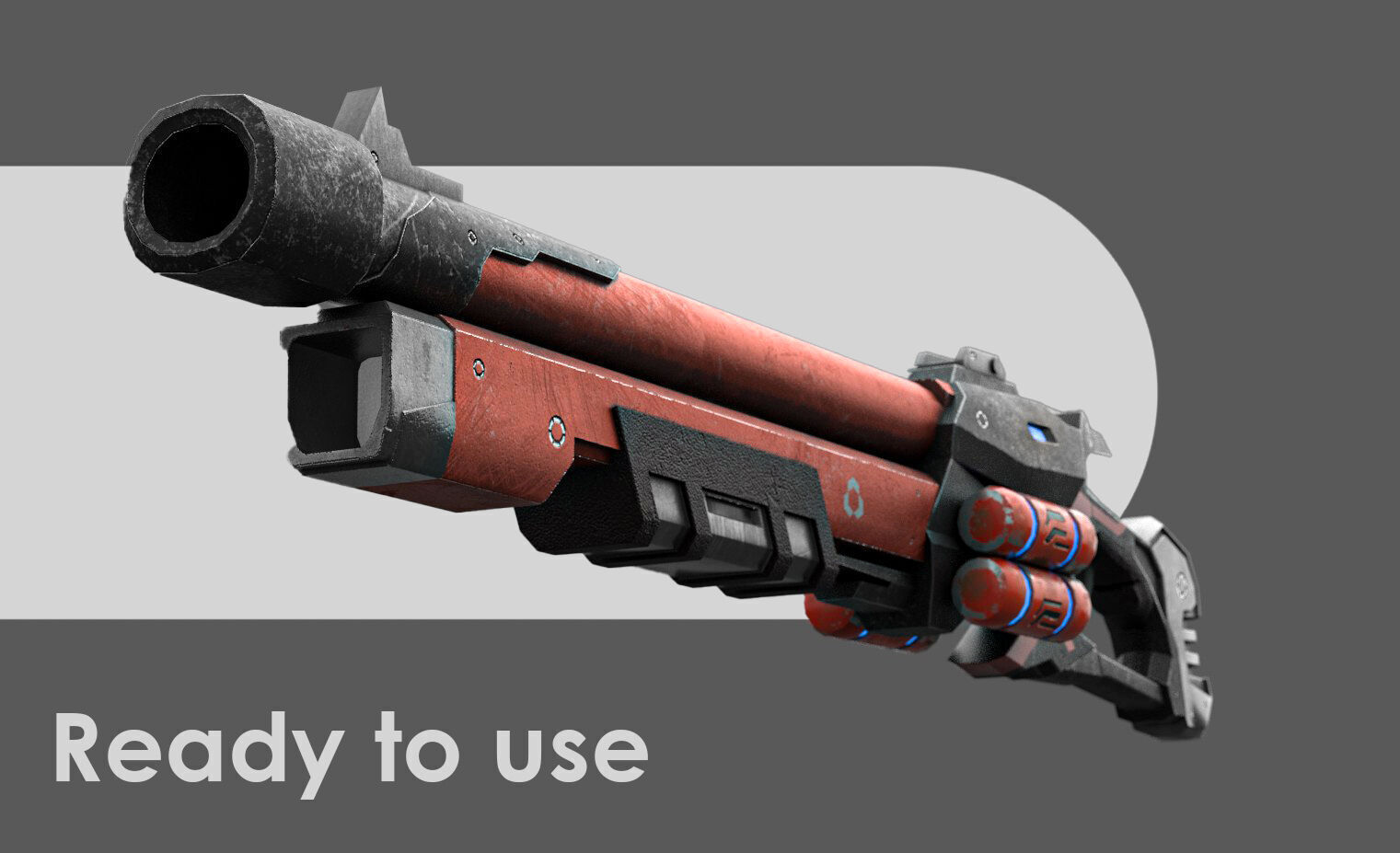 Low Poly Sci-Fi Shotgun Low-poly 3D model_1