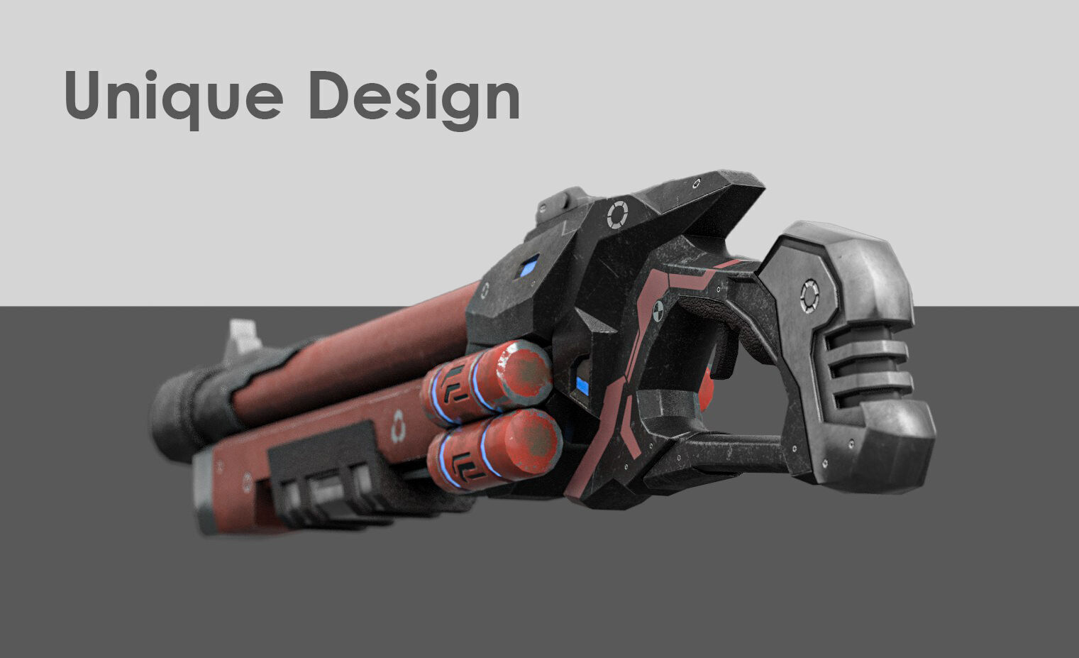 Low Poly Sci-Fi Shotgun Low-poly 3D model_2