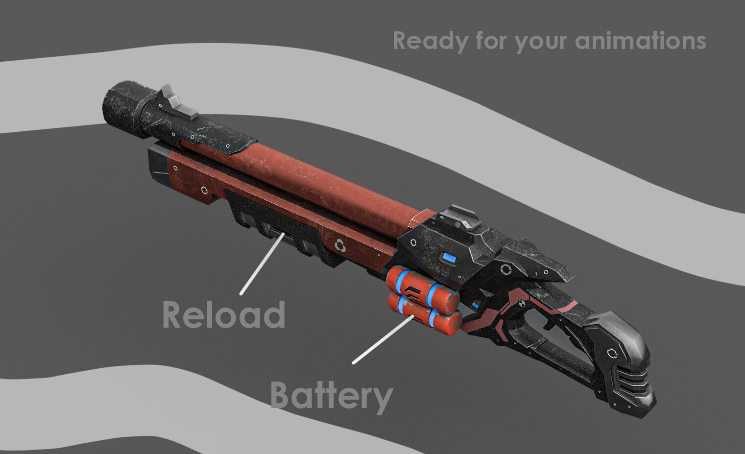 Low Poly Sci-Fi Shotgun Low-poly 3D model_3