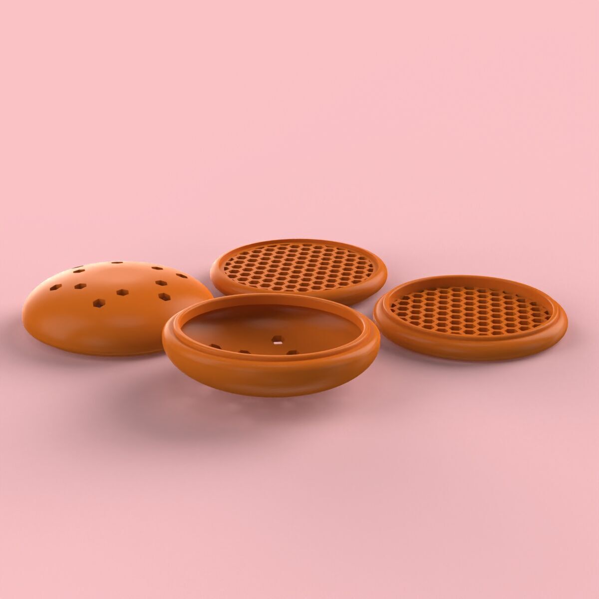 Beehive Coaster Set 3D print model_9