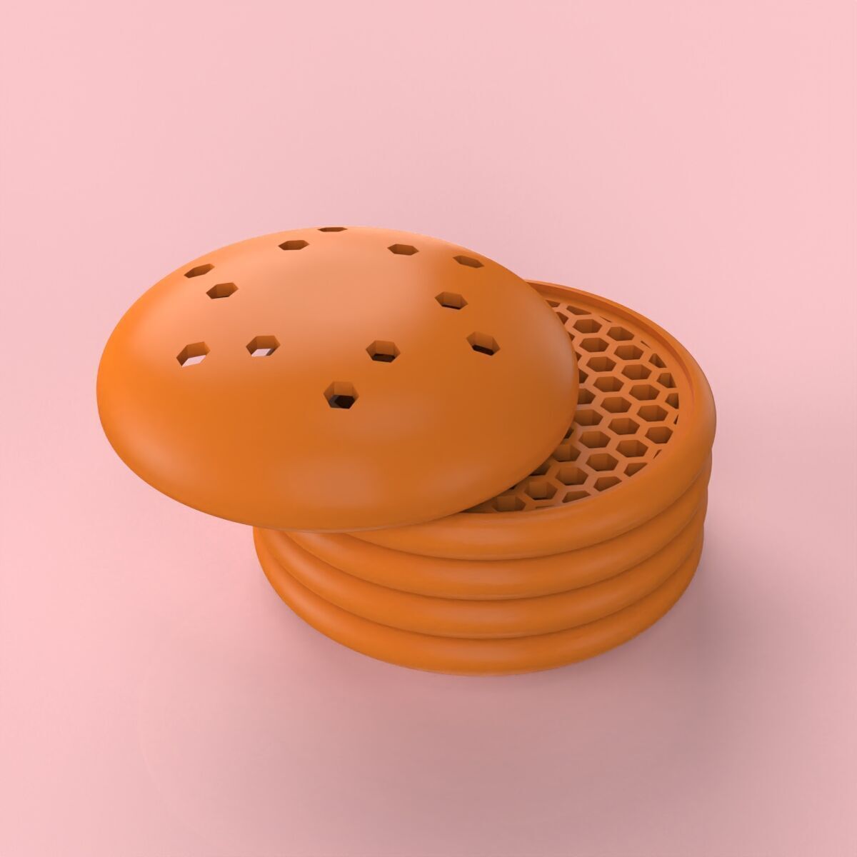 Beehive Coaster Set 3D print model_5