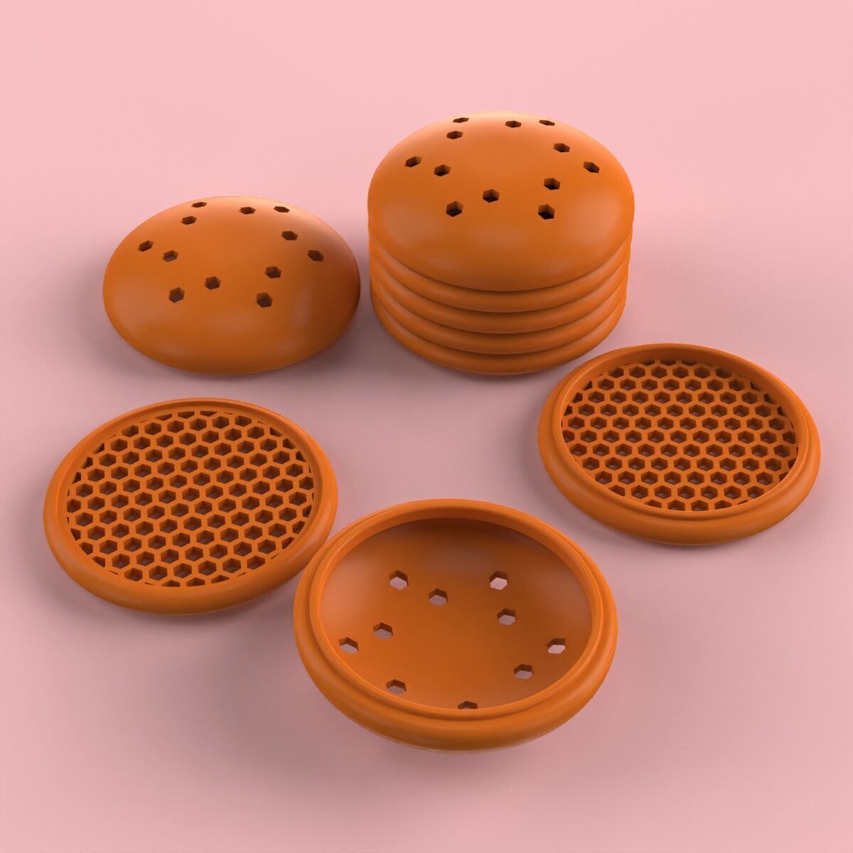 Beehive Coaster Set 3D print model_6