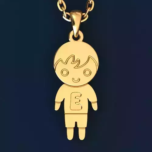 Boy with letter E 3D print model