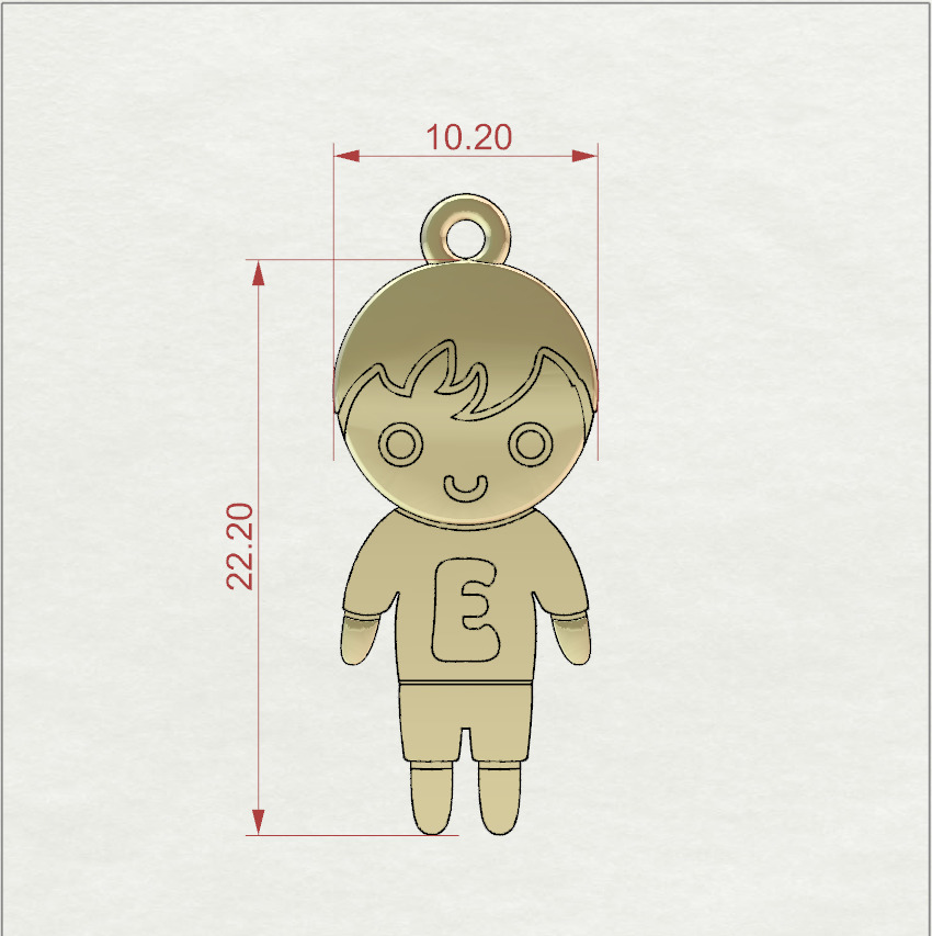 Boy with letter E 3D print model_1