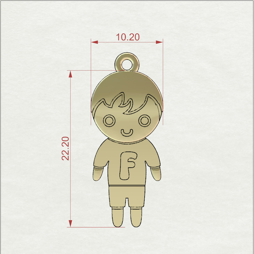 Boy with letter F 3D print model_1
