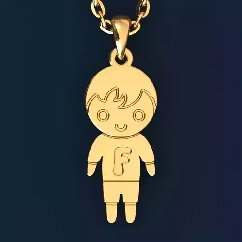 Boy with letter F 3D print model