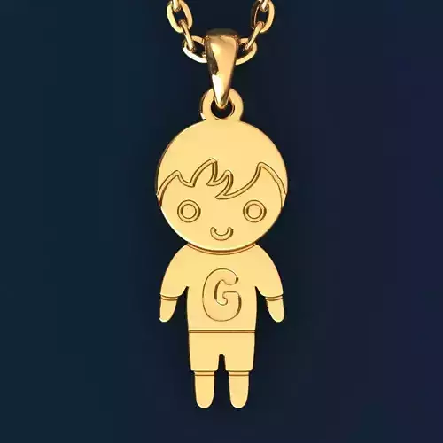Boy with letter G 3D print model