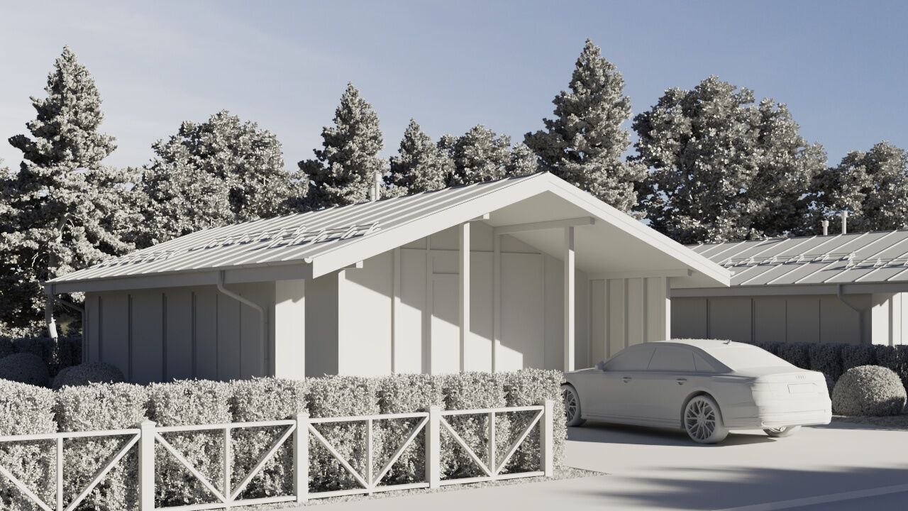 Exterior villa scene 3D model_2