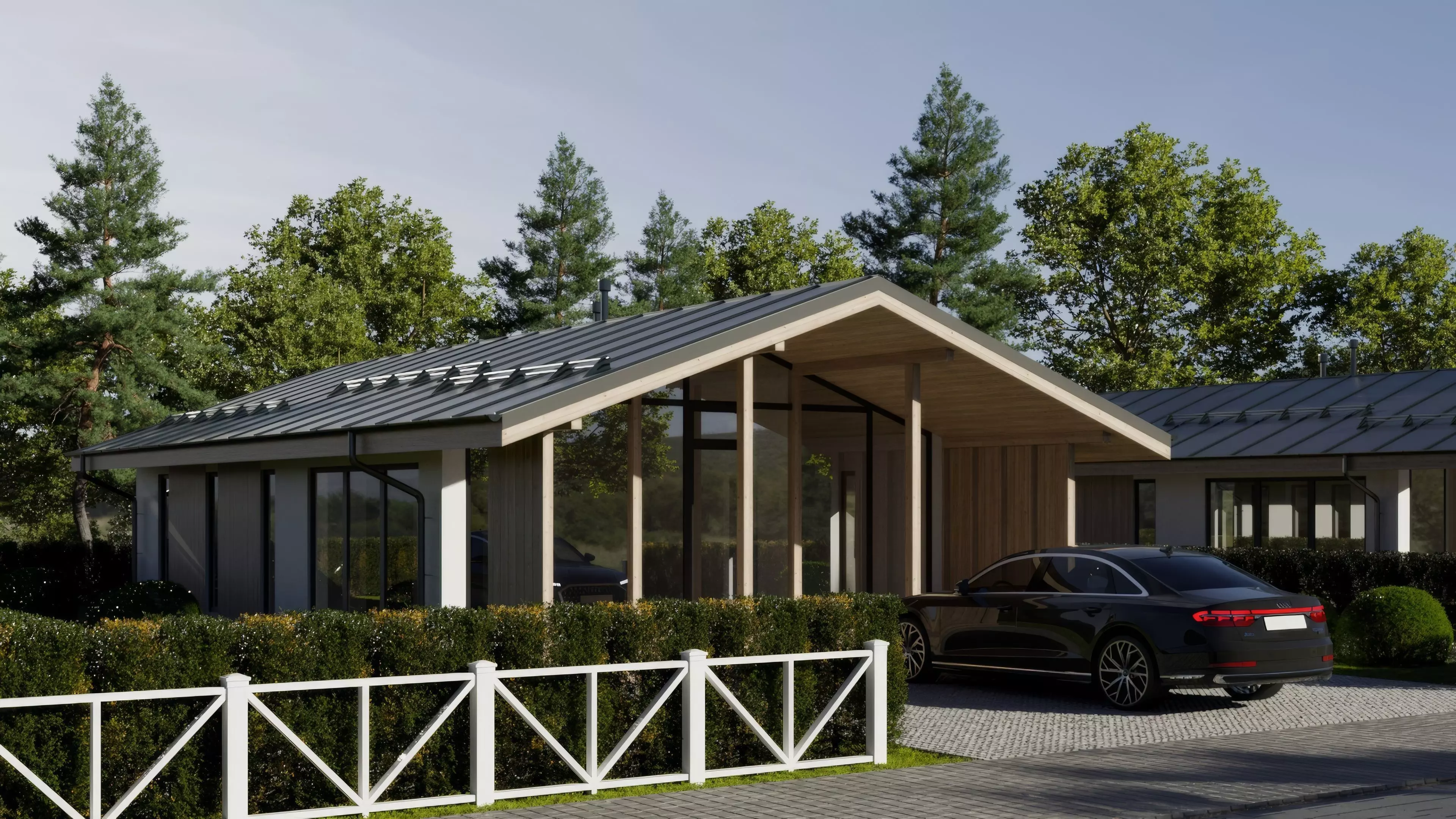 Exterior villa scene 3D model_0