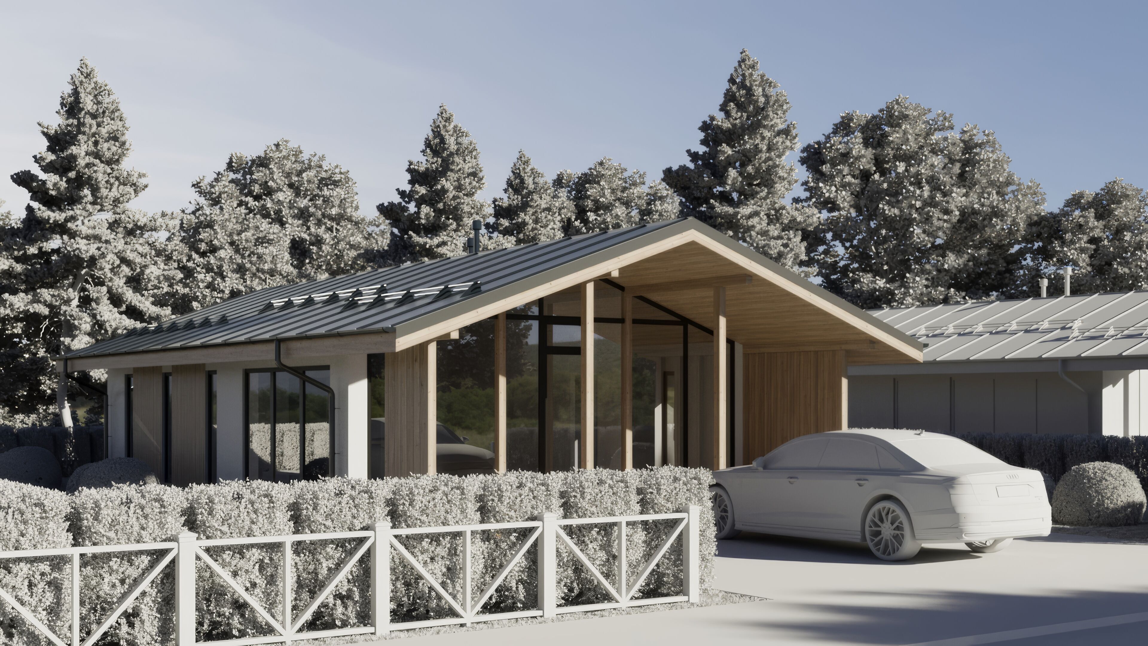 Exterior villa scene 3D model_1