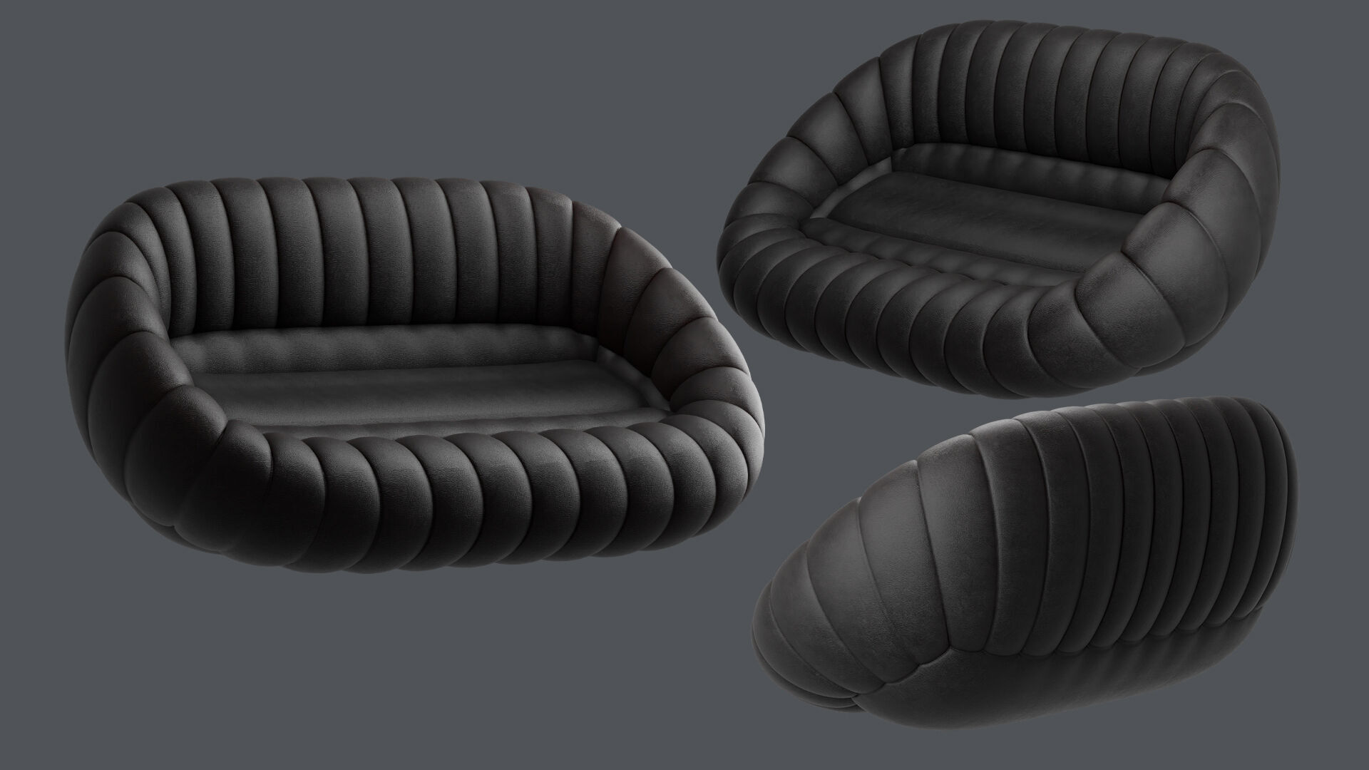 couch Low-poly 3D model_4