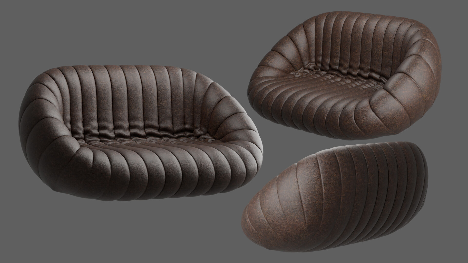 couch Low-poly 3D model_2