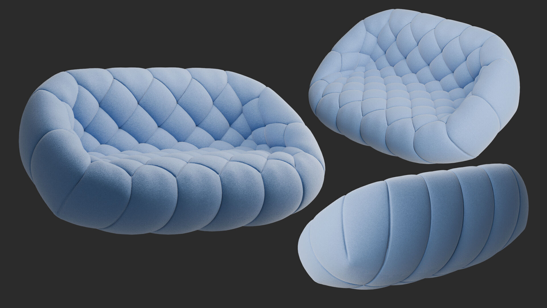 couch Low-poly 3D model_1