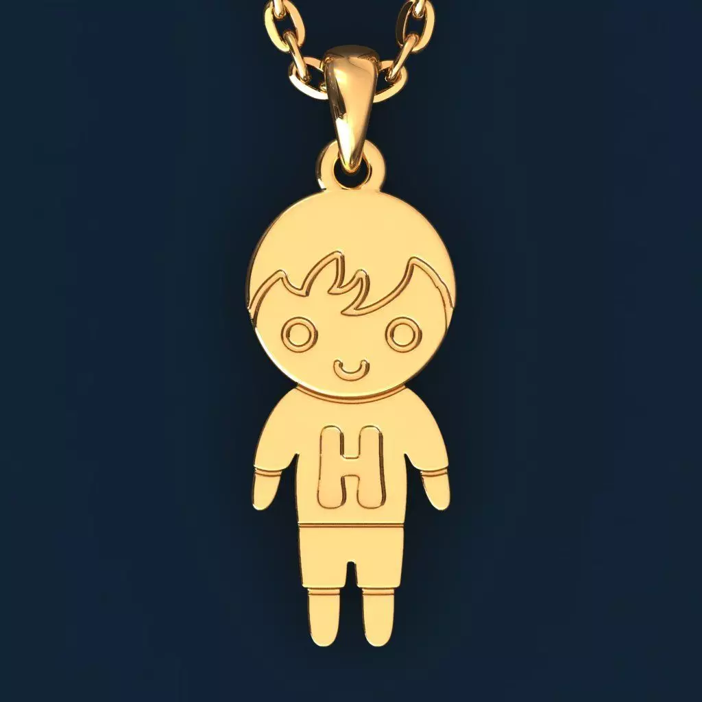 Boy with letter H 3D print model_0