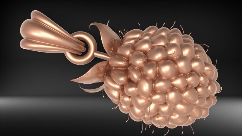 Raspberry Grape Fruit Charm Pendant 3D print model_11