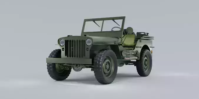 Willys MB Military Jeep High Detail 3D Model 