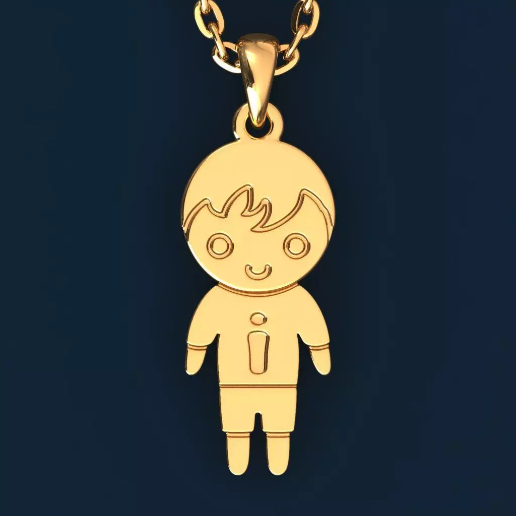 Boy with letter I 3D print model_0