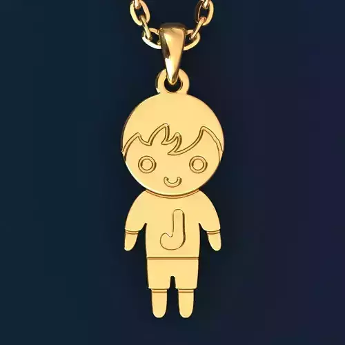 Boy with letter J 3D print model