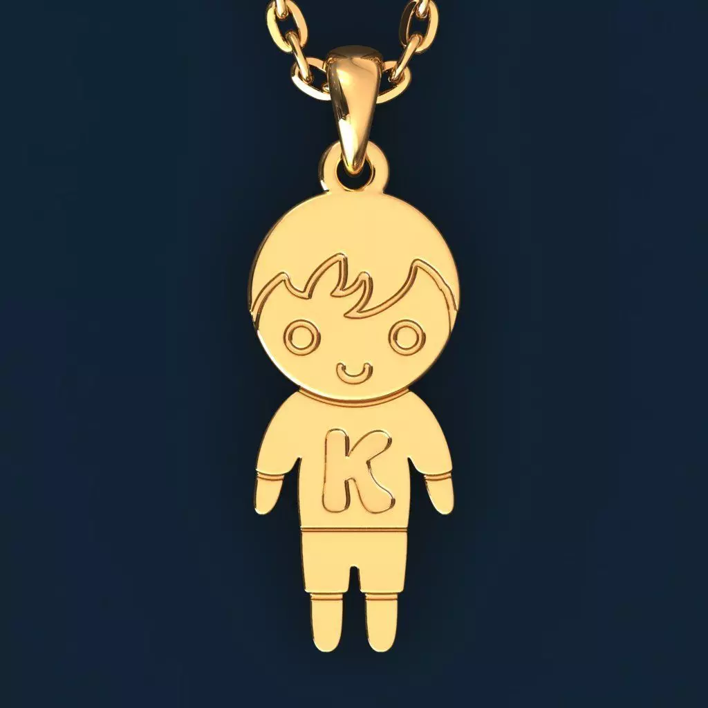 Boy with letter K 3D print model_0