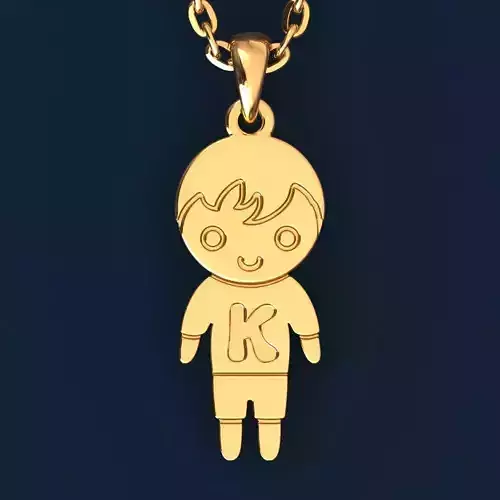 Boy with letter K 3D print model