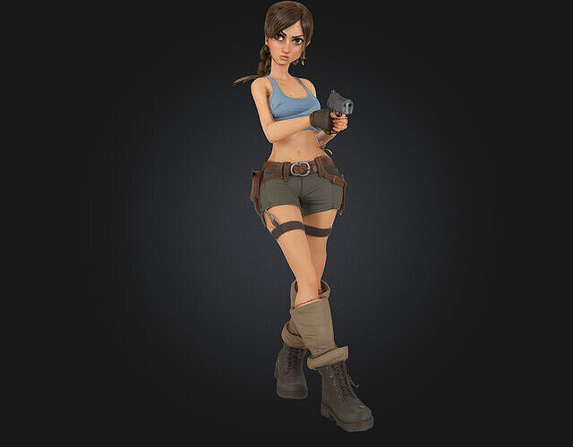 Stylized Lara Croft  3D Printable Action Figurine 3D print model