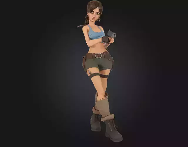 Stylized Lara Croft  3D Printable Action Figurine