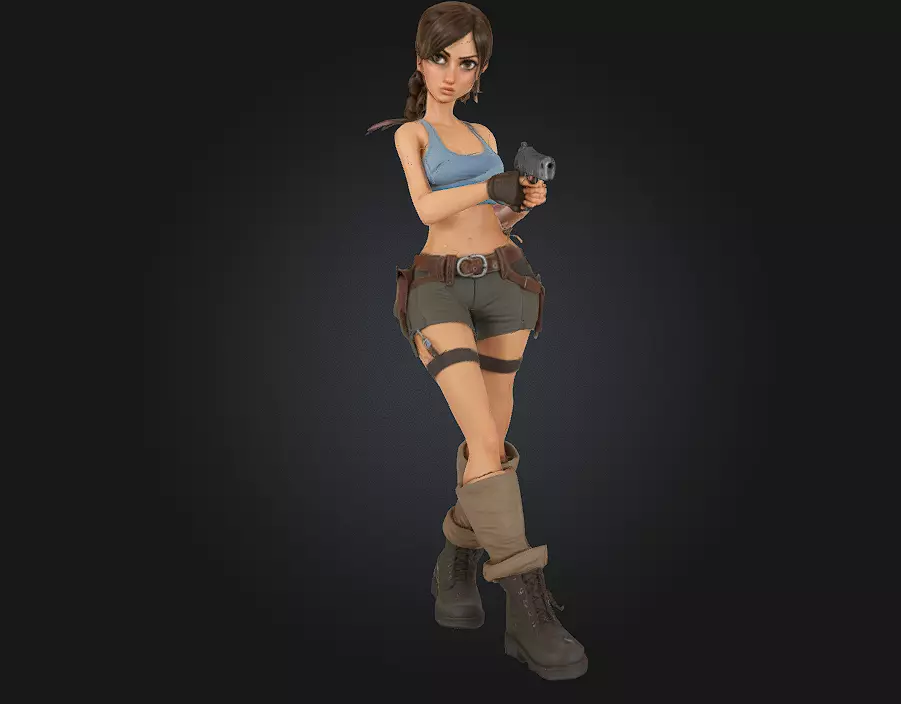 Stylized Lara Croft 3D Printable Action Figurine 3D print model_0
