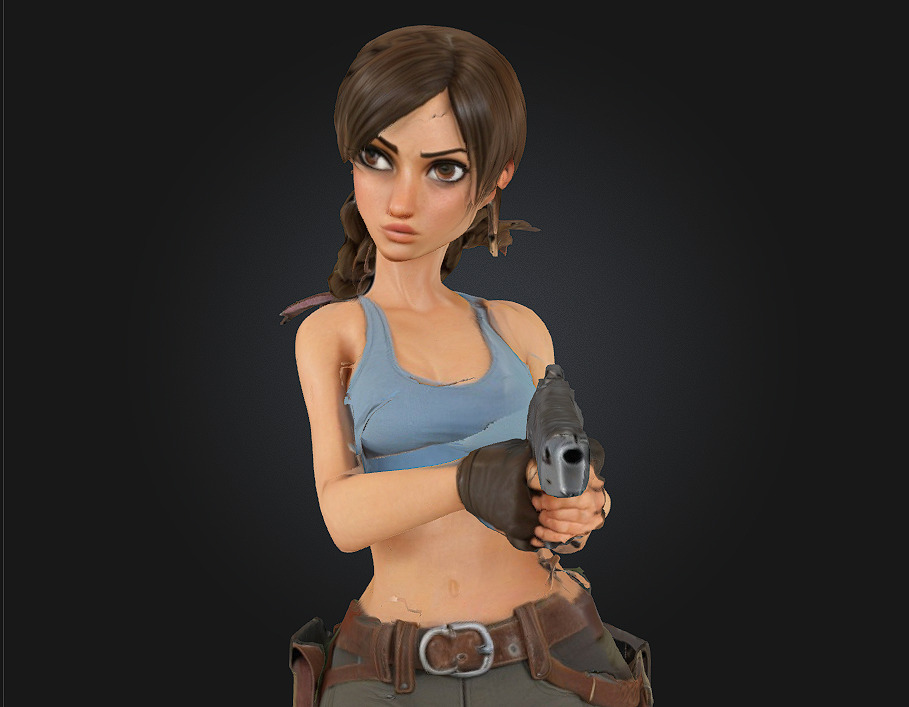 Stylized Lara Croft 3D Printable Action Figurine 3D print model_4