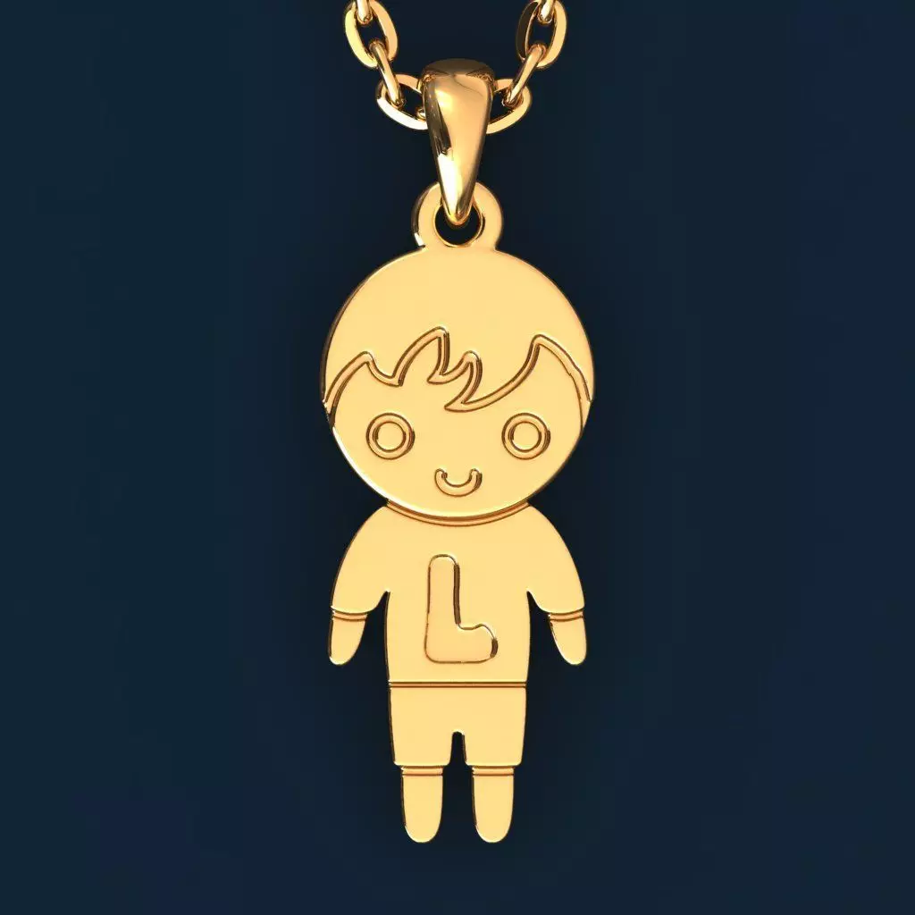 Boy with letter L 3D print model_0