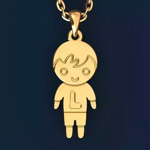 Boy with letter L 3D print model