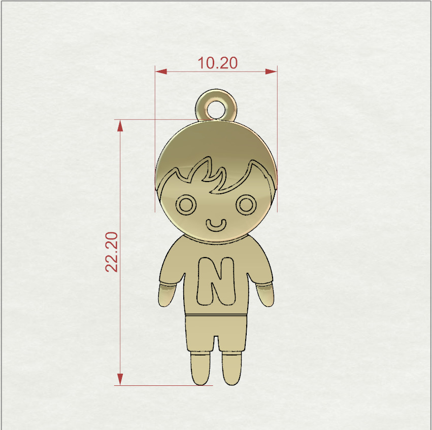 Boy with letter N 3D print model_1