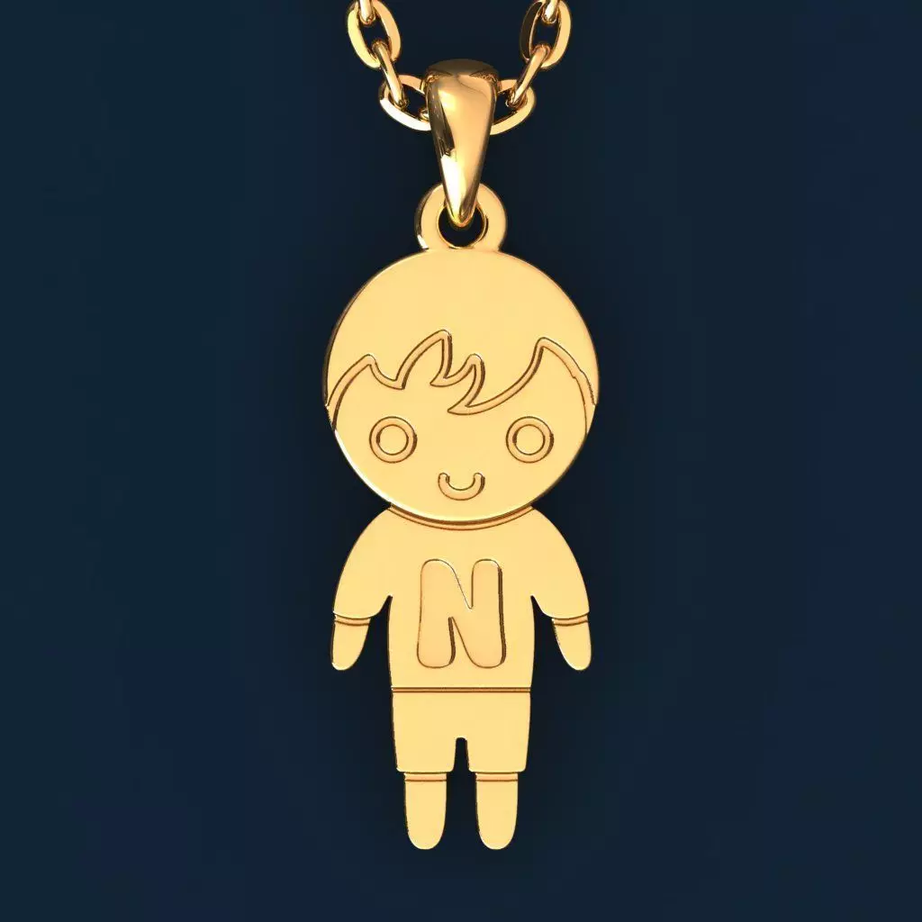 Boy with letter N 3D print model_0