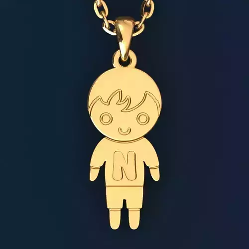 Boy with letter N 3D print model