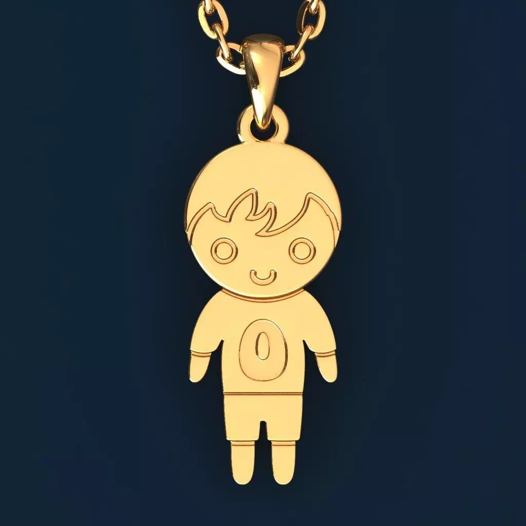 Boy with letter O 3D print model_0