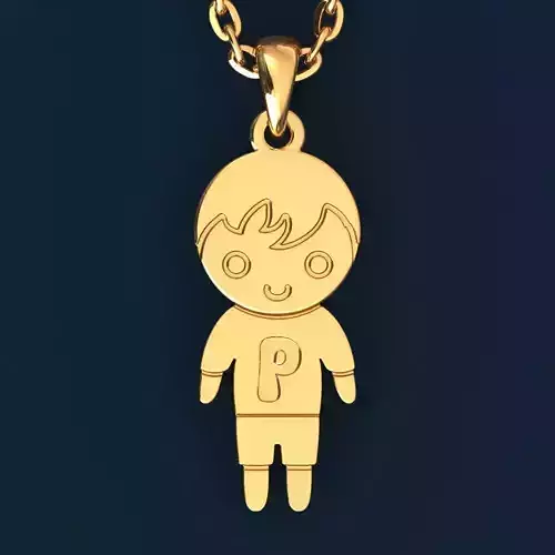 Boy with letter P 3D print model