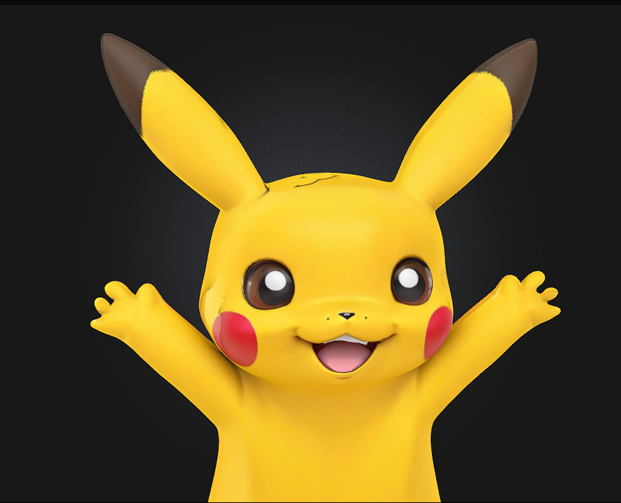 Chibi-style Pikachu 3D Model  3D print model_3