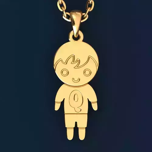 Boy with letter Q 3D print model