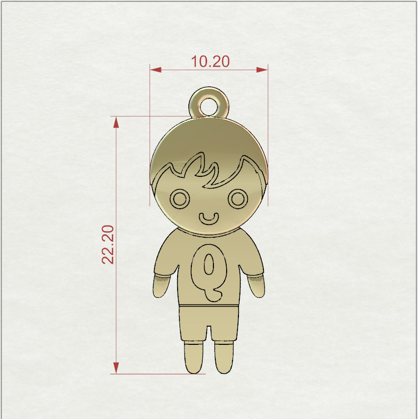 Boy with letter Q 3D print model_1