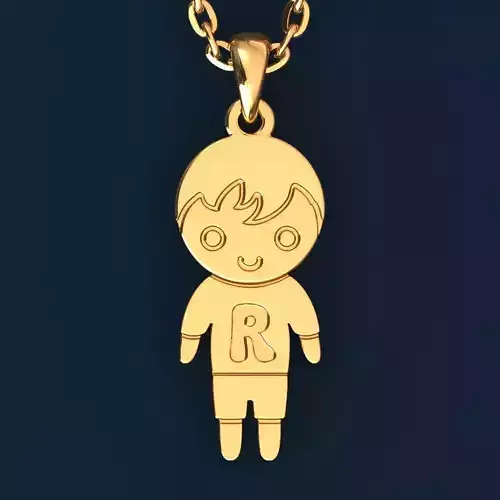Boy with letter R 3D print model