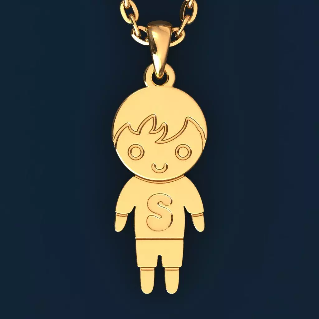 Boy with letter S 3D print model_0