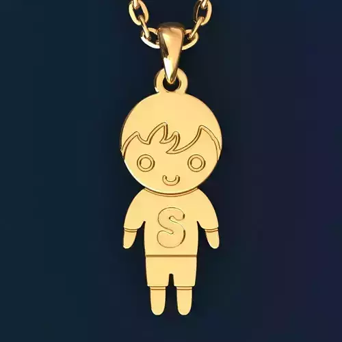 Boy with letter S 3D print model