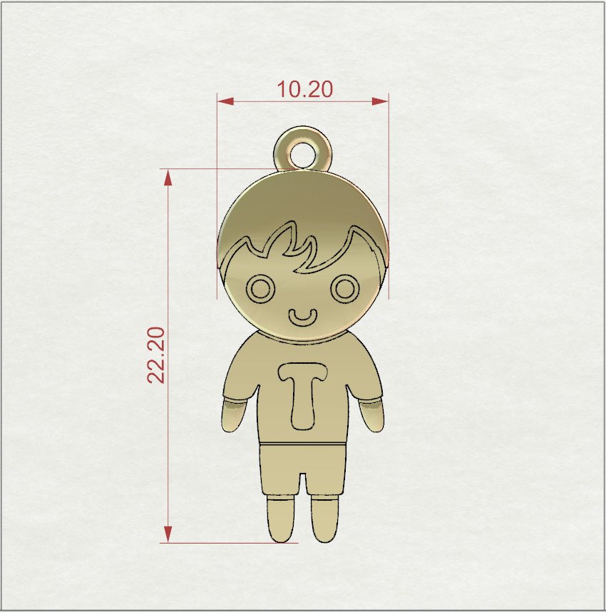 Boy with letter T 3D print model_1