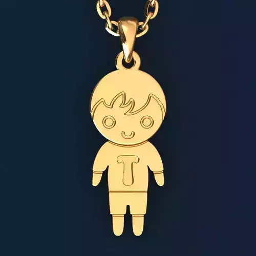 Boy with letter T 3D print model