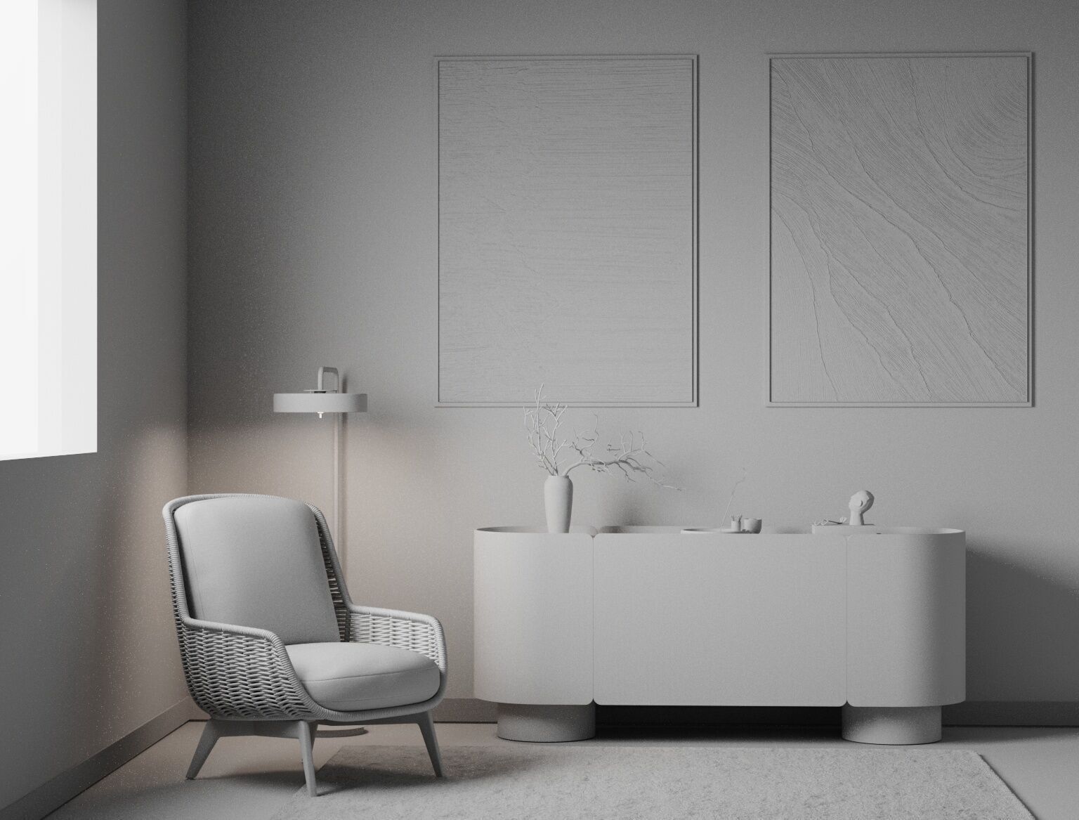 living room scene 3D model_1